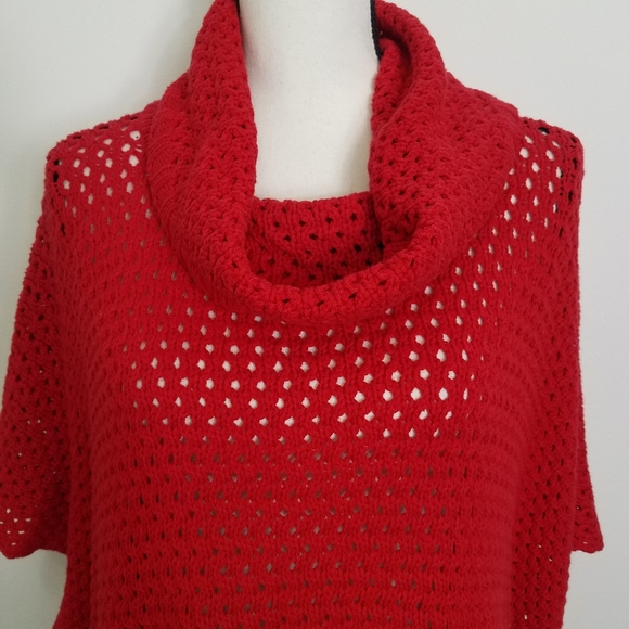 red open Knit cowl neck top sweater Crown & Ivy - Picture 4 of 15